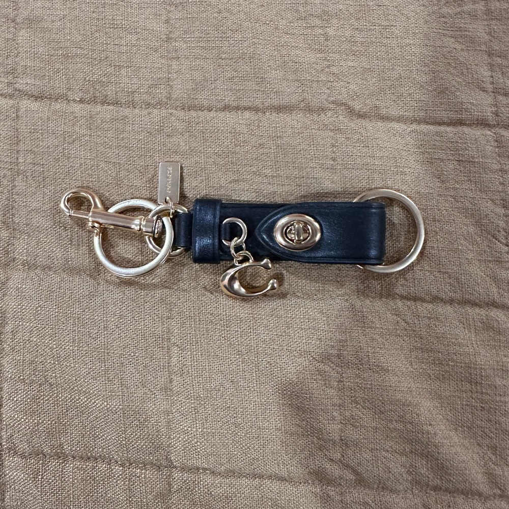 Coach Black Leather Keychain